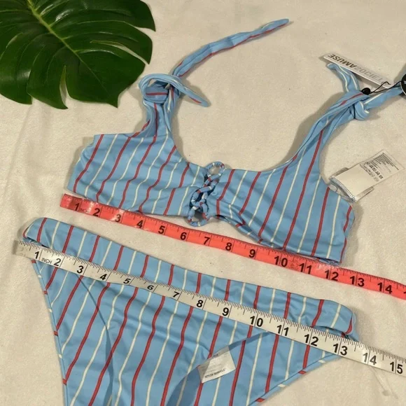 NEW $148 Amuse Society [ Medium ] Lia Bikini Top + Clio Cheeky‎ Bottom Blue